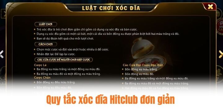 Trải nghiệm xóc đĩa Hitclub với quy tắc đơn giản