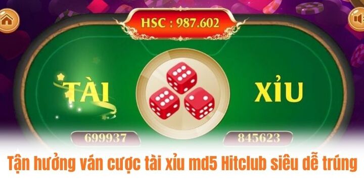 Tận hưởng ván cược tài xỉu md5 Hitclub siêu dễ trúng