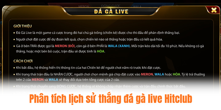 Hướng dẫn cách cược đá gà live Hitclub dễ thắng